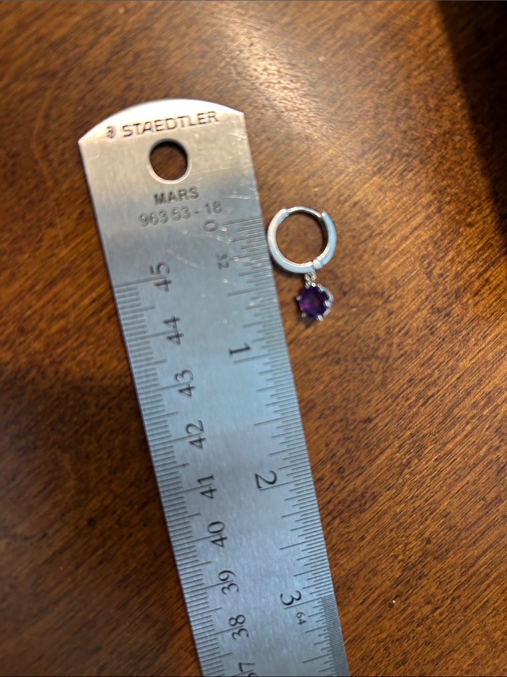14kt White Gold Amethyst Drop Earrings with diamonds - Picture 3 of 3